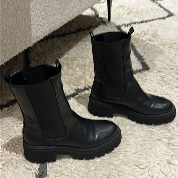 Black Leather Women's Boots - Picture 1 of 8